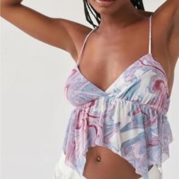 Urban outfitters Lila mesh crop cami tank tie dye swirl Y2K medium - Picture 1 of 4